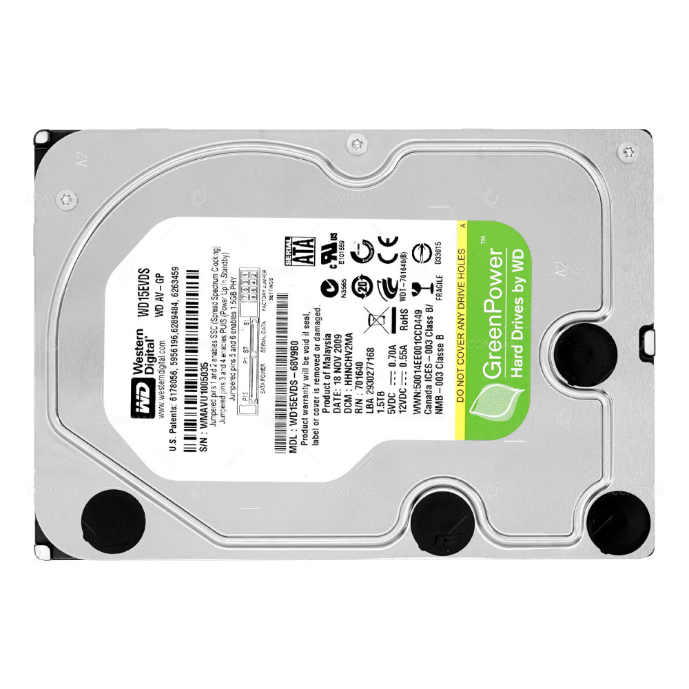 WD15EVDS WD GREEN POWER 1.5TB 5.4K 3G SATA  32MB CACHE 3.5 LFF HARD DRIVE WD15EVDS-68V9B0